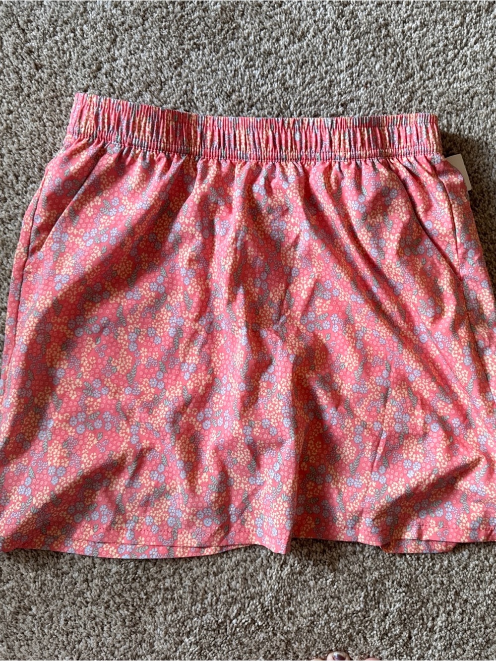 Pacific Trail Coral Pink Floral Elastic-Waist Skort